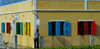 São Filipe, Fogo island - Cape Verde / Cabo Verde: colorful windows - photo by E.Petitalot
