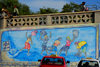 São Filipe, Fogo island - Cape Verde / Cabo Verde: women and water - painting on a wall - mural - photo by E.Petitalot