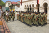 policemen are concentrated in Portobello during the  devil and congo festival. Portobello, Colón, Panama, Central America - photo by H.Olarte