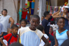 A group of kids from the congo culture in Colón, Panama, play and dance to traditional tunes, during the bi annual meeting of Devils and Congos, in Portobello, Colón, Panama, Central America - photo by H.Olarte