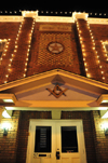 Littleton, Colorado, USA: Masonic Temple - brick façade - nocturnal - photo by M.Torres